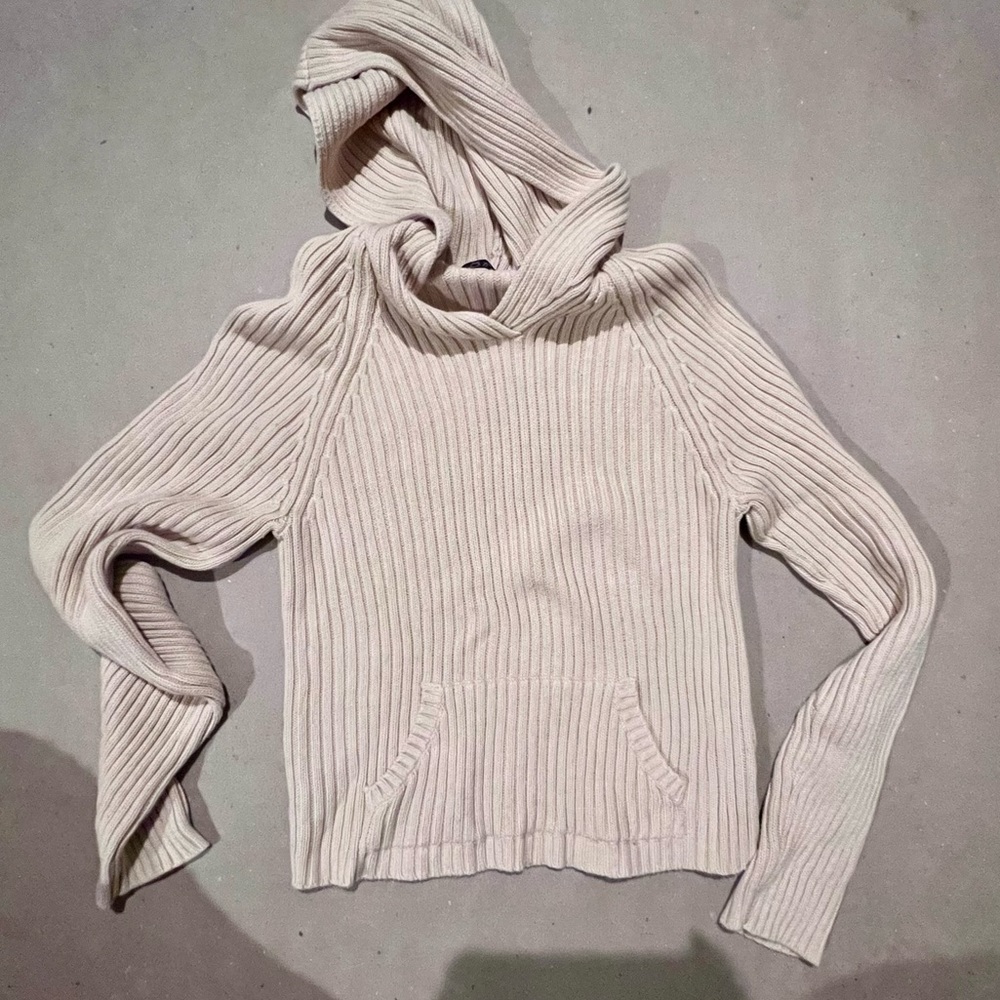 Q&A Hoodie Ribbed Knit Sweater